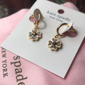 KATE SPADE MULTI-GLITTER “SPADES AND STUDS” NWT HUGGIE PIERCED EARRINGS 🌸